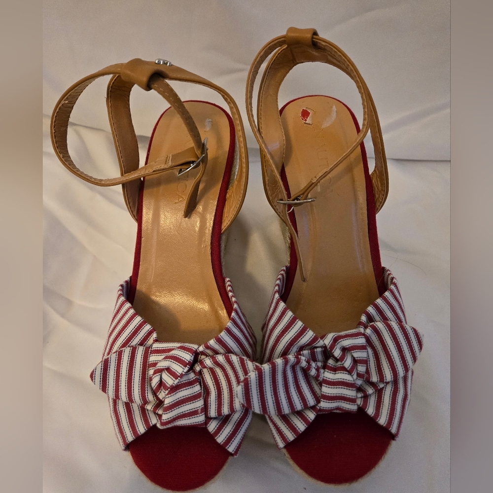 Nautica Curia Red Espadrille Wedge Sandals | Size 6